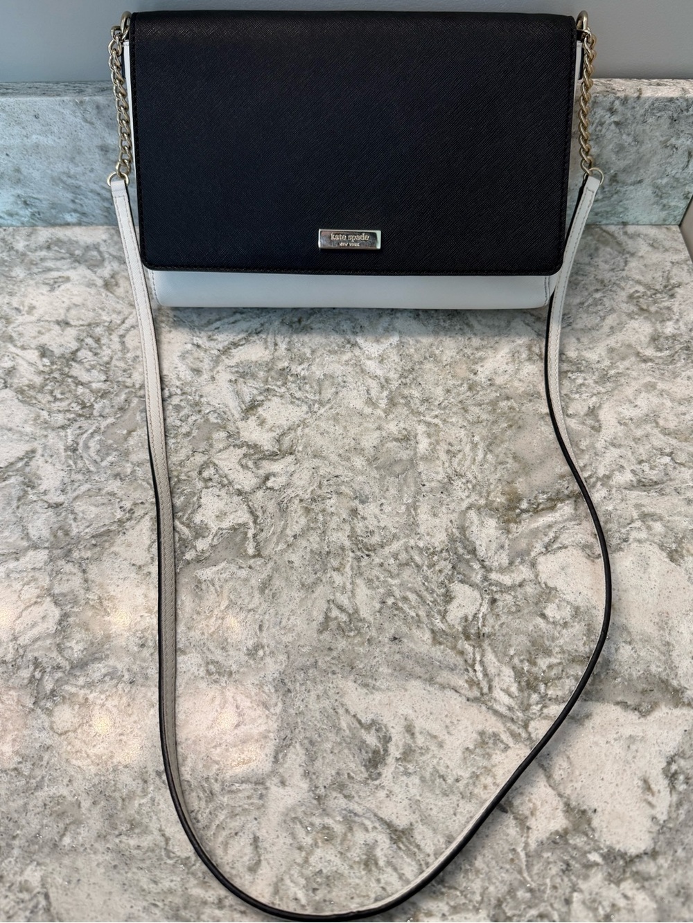 Kate Spade Black and White Colorblock with Light Gold-Tone Hardware